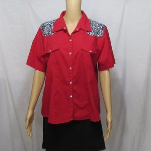 Vintage Western Style Shirt~Red~Rockabilly